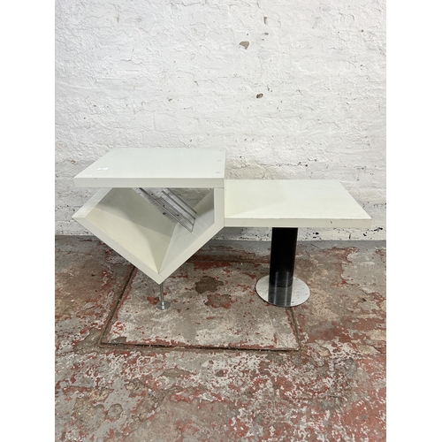 51 - A 1980s Jacob Jensen for Bang Olufsen Attyka white laminate hi-fi storage system table - approx. 58c... 