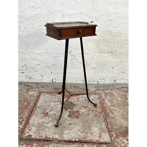 57 - A Victorian Aesthetic movement Hall & Sons Birmingham mahogany and copper reading stand with single ... 
