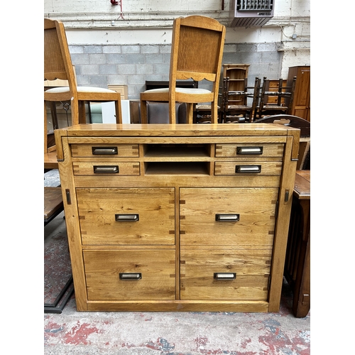 72 - A Halo Montana solid oak office chest/writing desk - approx. 101cm high x 112cm wide x 35cm deep