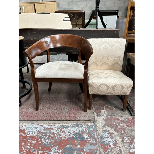 74 - Two chairs, one mid 20th century floral upholstered and one John Lewis Willis & Gambier Lille cherry... 
