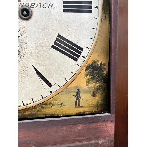 8 - A Georgian Thomas Bostock of Sandbach oak and mahogany cased moon phase grandfather clock with pendu... 