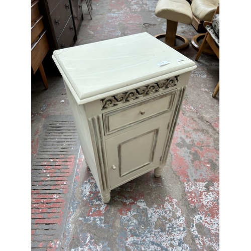 85 - A French style white painted bedside cabinet