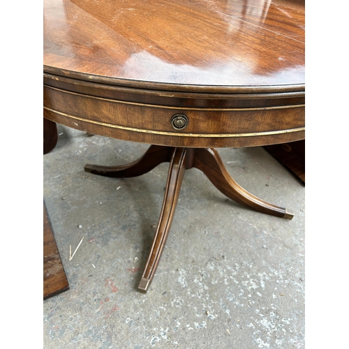 213 - A Bevan Funnell Ltd. Reprodux mahogany extending pedestal dining table