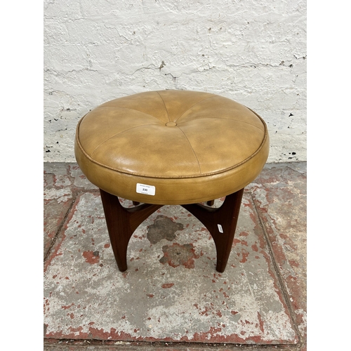 230 - A G Plan Fresco teak and brown vinyl circular dressing table stool - approx. 46cm high x 50cm diamet... 