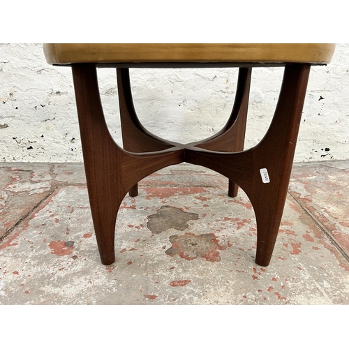 230 - A G Plan Fresco teak and brown vinyl circular dressing table stool - approx. 46cm high x 50cm diamet... 