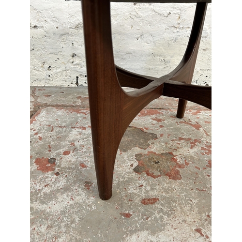 230 - A G Plan Fresco teak and brown vinyl circular dressing table stool - approx. 46cm high x 50cm diamet... 