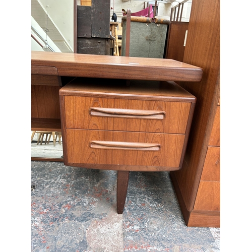 232 - A G Plan Fresco teak dressing table with five drawers and upper mirror