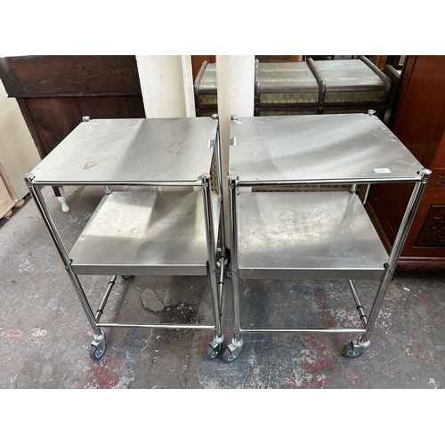 238 - A pair of Sunflower Medical Furniture stainless steel surgical trolleys