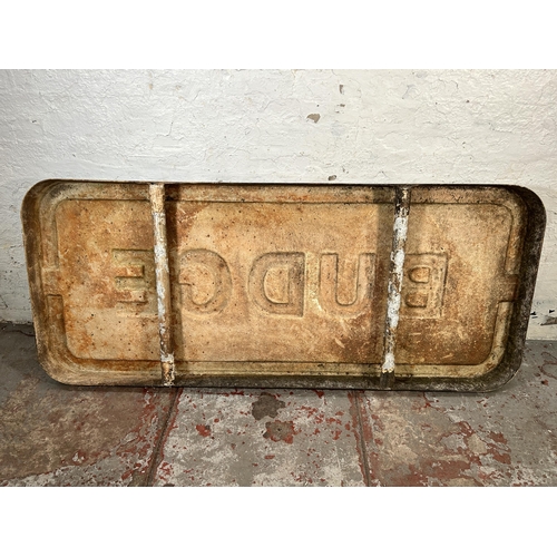 248 - A mid 20th century 'Budge' fibreglass advertising sign - approx. 84cm high x 184cm wide x 11cm deep