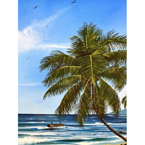 260 - A framed oil on board of a seascape, signed Hugo Eduardo - approx. 64cm high x 93cm wide