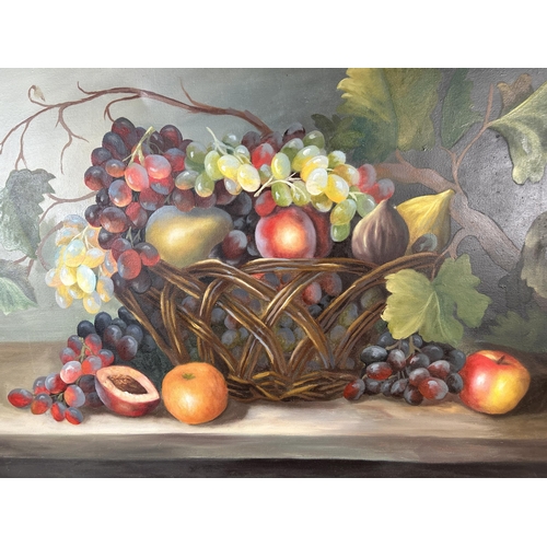 269 - Two still life fruit scene pictures, one oil on canvas and one pastel