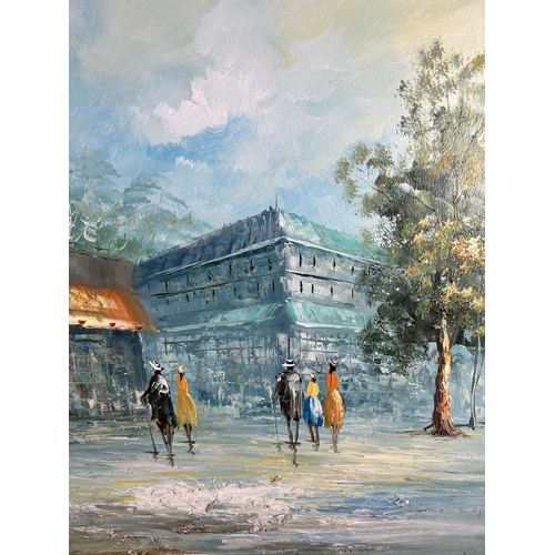 276 - A framed Parisian scene oil on canvas signed Peters - approx. 69cm high x 100cm wide