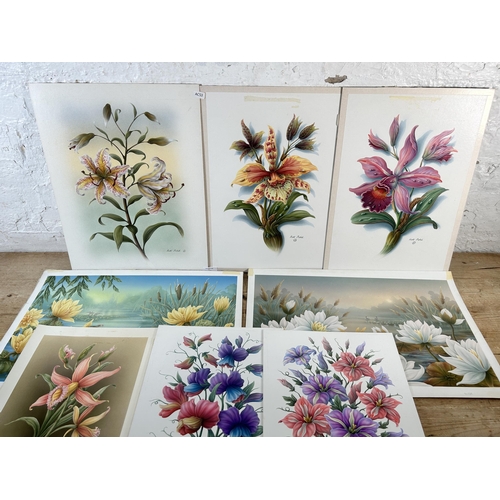 277 - A collection of Rob Pohl airbrush flower illustrations