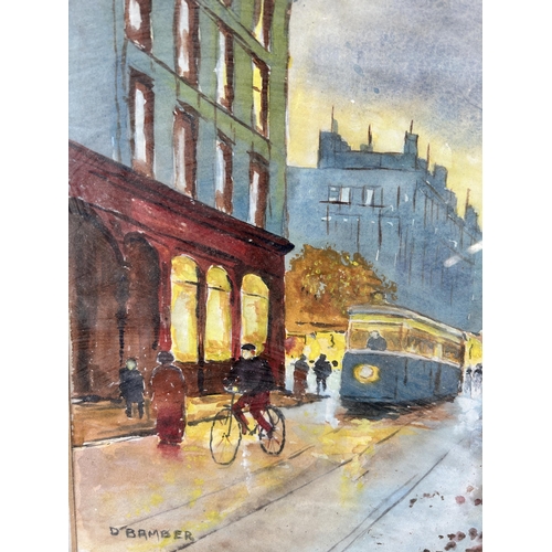 282 - A framed watercolour titled 'Evening Lights', signed D. Bamber - approx. 43cm x 53cm