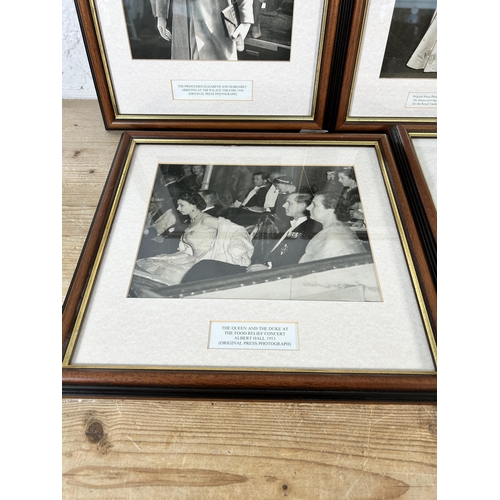 294 - Five mid 20th century framed original press photographs of Queen Elizabeth II