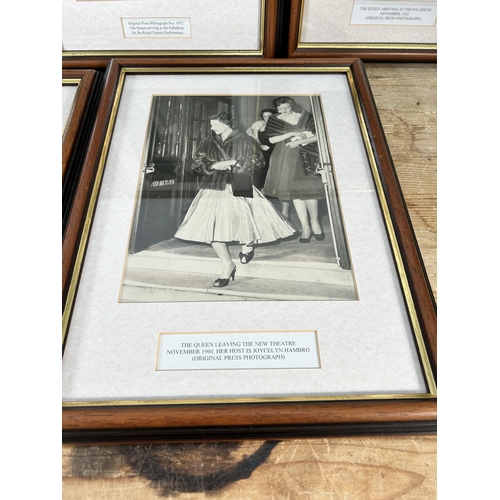 294 - Five mid 20th century framed original press photographs of Queen Elizabeth II