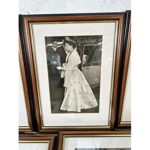 294 - Five mid 20th century framed original press photographs of Queen Elizabeth II