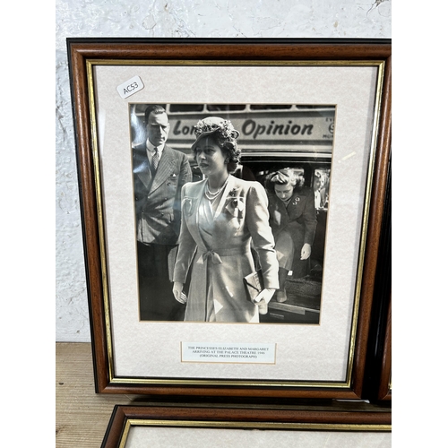 294 - Five mid 20th century framed original press photographs of Queen Elizabeth II