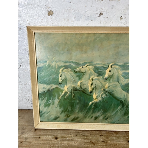 300 - A mid 20th century Violet Skinner Wild White Horses print - approx. 47cm high x 85cm wide