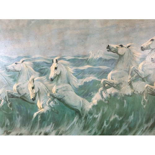 300 - A mid 20th century Violet Skinner Wild White Horses print - approx. 47cm high x 85cm wide