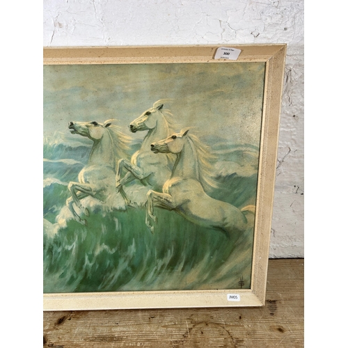 300 - A mid 20th century Violet Skinner Wild White Horses print - approx. 47cm high x 85cm wide