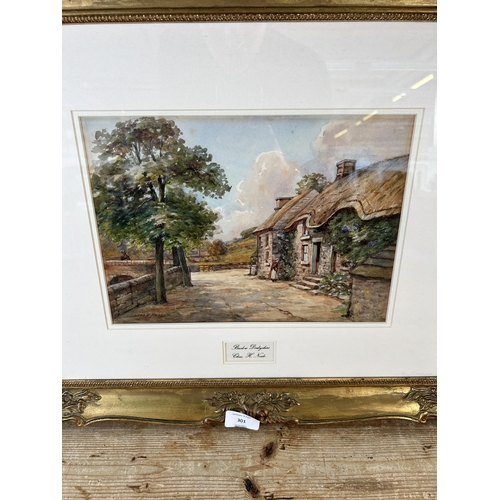 301 - A framed Chas. H. Neale Baslow Derbyshire watercolour - approx. 44cm high x 54cm wide