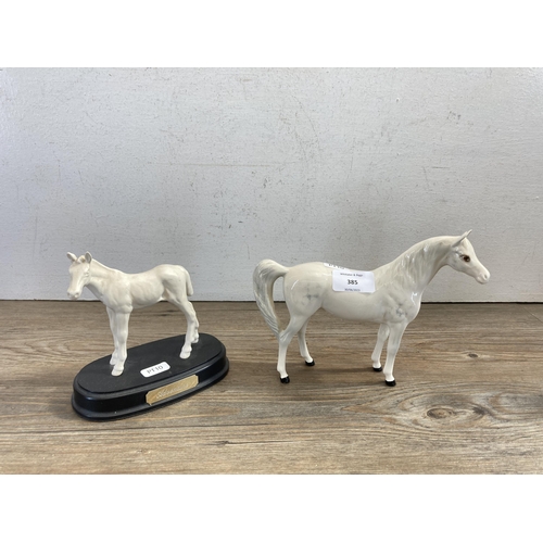 385 - Four horse figurines to include Royal Doulton Spirit of Youth, Royal Doulton Adventure etc.