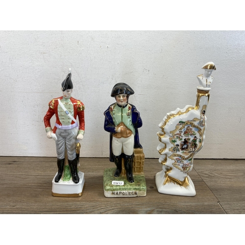 401 - A collection of Napoleon figurines and ornaments  to include Leonardo teapot, resin bust etc.