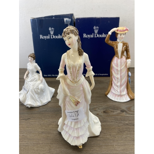 447A - Three Royal Doulton figurines, one boxed Anna of The Five Towns - HN 3865, one boxed Countess of Che... 