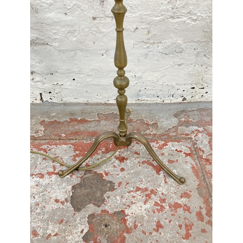 479 - A Victorian style brass tri-footed standard lamp - approx. 123cm high