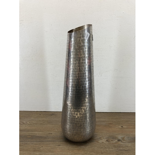 499 - A modernist tapering metal vase - approx. 45cm high