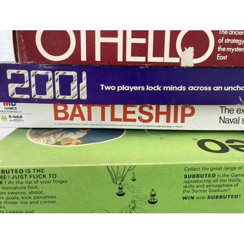 514 - A collection of vintage board games to include Cluedo, Othello, Mastermind etc.