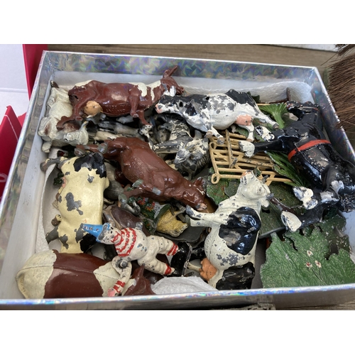 530 - A collection of vintage Britains Ltd hand painted lead figurines to include farm animals etc.