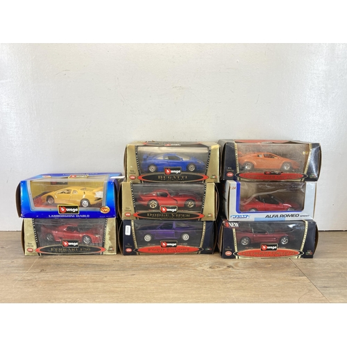 535 - Eight boxed die-cast model vehicles, seven Bburago and one Welly