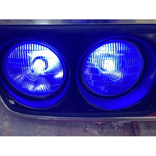 594 - A Bedford front grille with converted LED lights - approx. 33cm high x 212cm wide