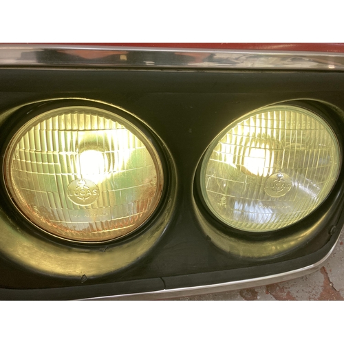 594 - A Bedford front grille with converted LED lights - approx. 33cm high x 212cm wide