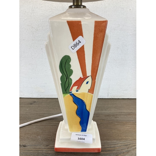 611 - A Clarice Cliff style table lamp - approx. 43cm including shade