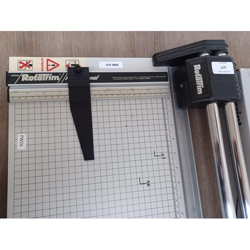 677 - Three items, one RotaTrim Professional rotary guillotine A1 paper/card trimmer, one boxed Script A3 ... 