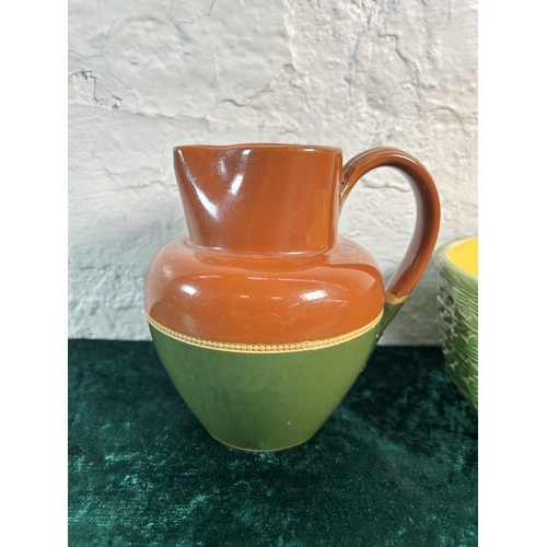 315 - Two pieces of late 19th/early 20th century pottery, one Bretby bowl and one Lovatt stoneware jug