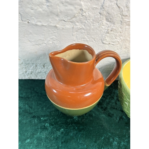 315 - Two pieces of late 19th/early 20th century pottery, one Bretby bowl and one Lovatt stoneware jug