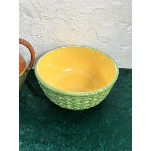 315 - Two pieces of late 19th/early 20th century pottery, one Bretby bowl and one Lovatt stoneware jug