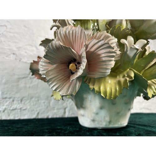 326 - A Capodimonte porcelain flower centrepiece - approx. 28cm high