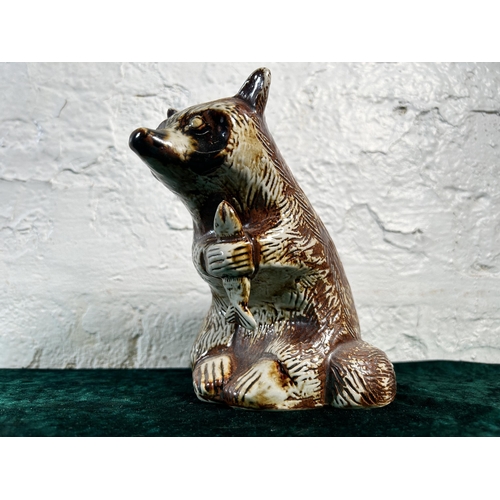 332 - A mid 20th century Haiko Nitzsche for Søholm Denmark stoneware racoon figurine - approx. 17cm high