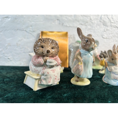 334 - Fifteen Royal Albert Beatrix Potter figurines to include John Joiner, Timmy Tiptoes, Foxy Whiskered ... 