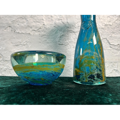 374 - Two pieces of Mdina art glassware - largest approx. 24cm high