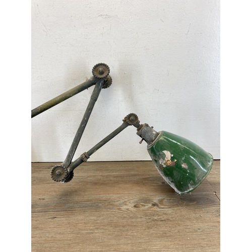 618 - A 1930s Dugdills cast metal and green enamel machinist's desk lamp