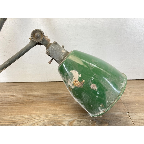 618 - A 1930s Dugdills cast metal and green enamel machinist's desk lamp