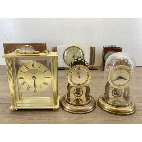 631 - A collection of vintage mantel and anniversary clocks to include Metamec, Smiths interval timer etc.