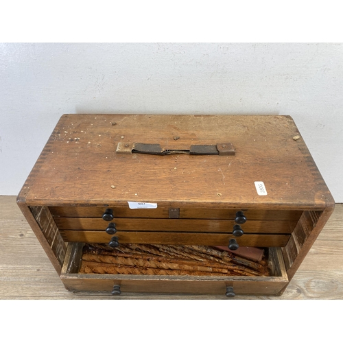 657 - A mid 20th century mahogany engineer's tool cabinet - approx. 29cm high x 43cm wide x 21cm deep