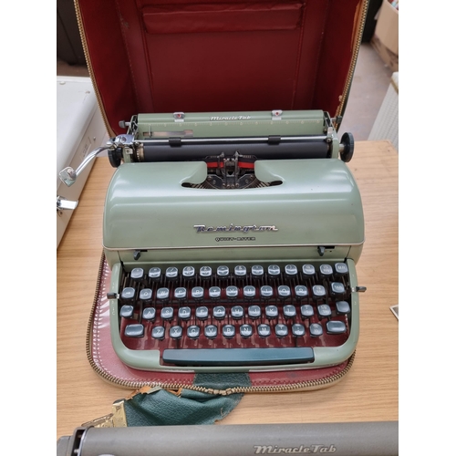 794 - Two vintage Remington portable type writers, one cased Quiet Riter, and one Office Riter with cover